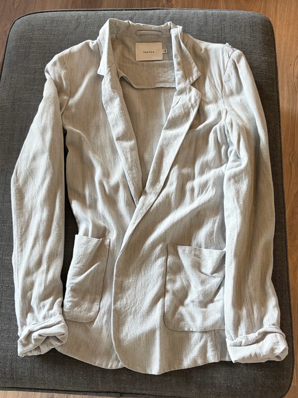 Talula Rail Light Gray Women's Linen Blend Blazer Jacket